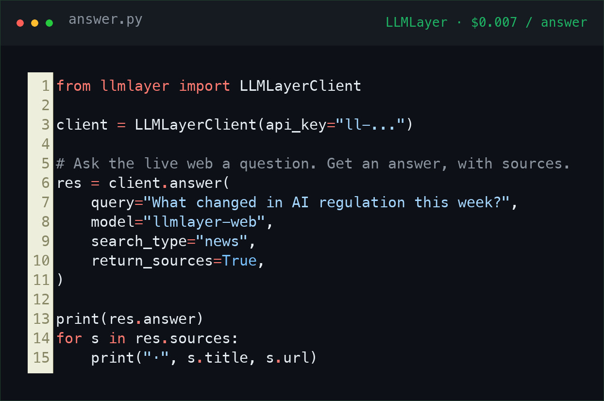 Ask the web. Get an answer, with sources.