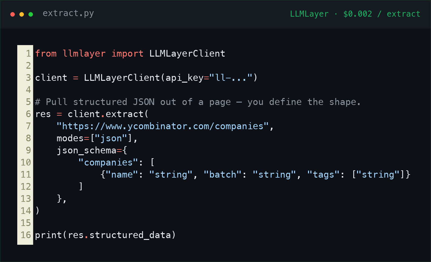 Define a shape. Get structured JSON.