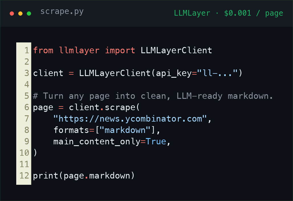 Any page, into clean markdown.