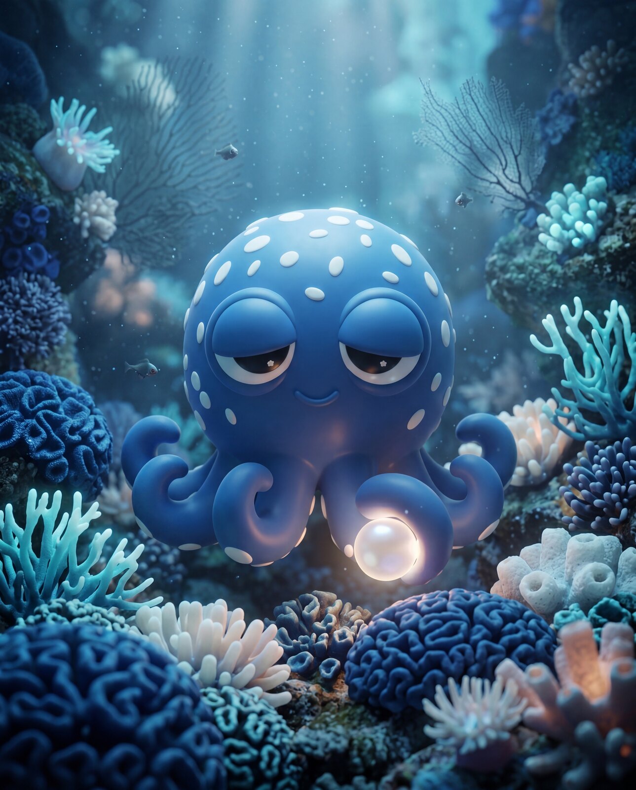 An octopus, guarding a pearl.